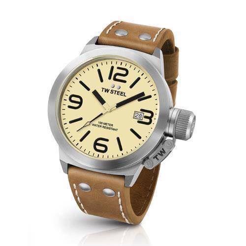 Image of cream 45 mm Quartz Herre ur fra TW Steel Canteen